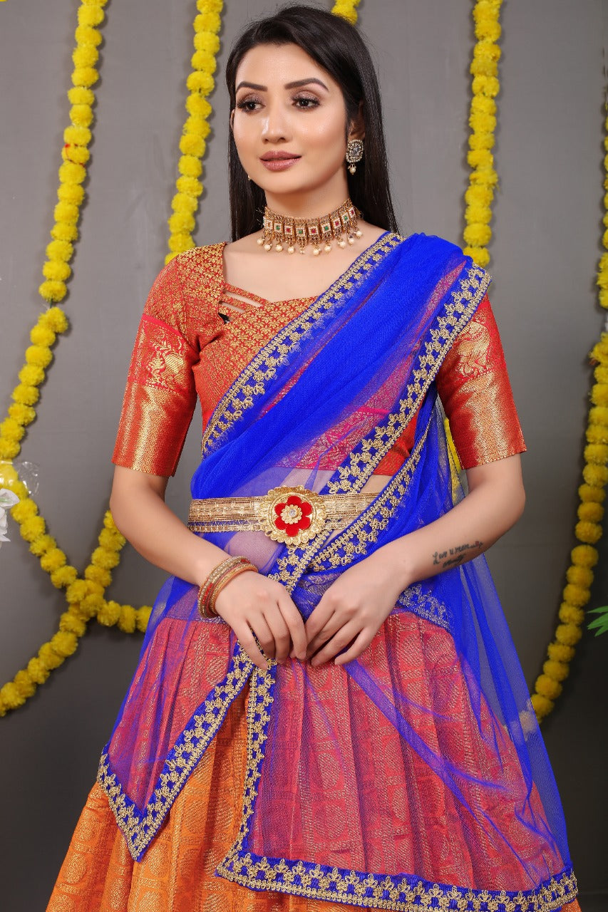 Beautiful Designer Pure Silk Zari Weaving Lahenga