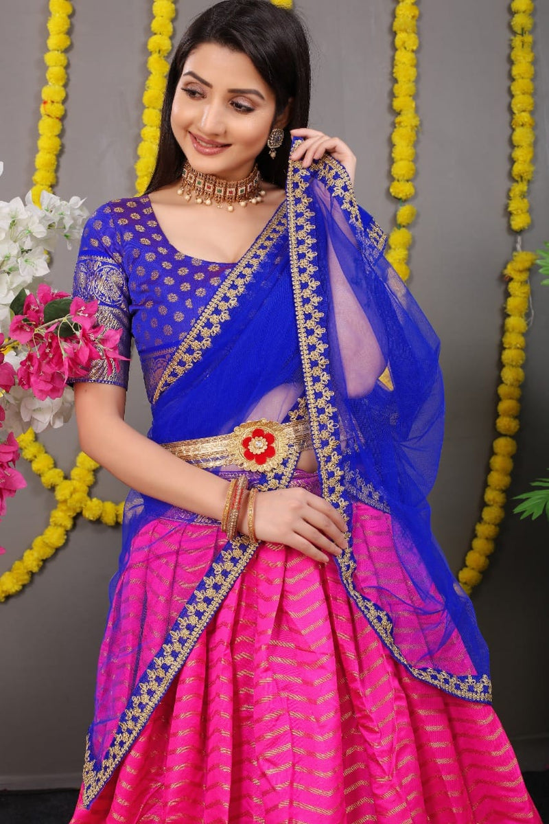 Beautiful Designer Pure Silk Zari Weaving Lahenga