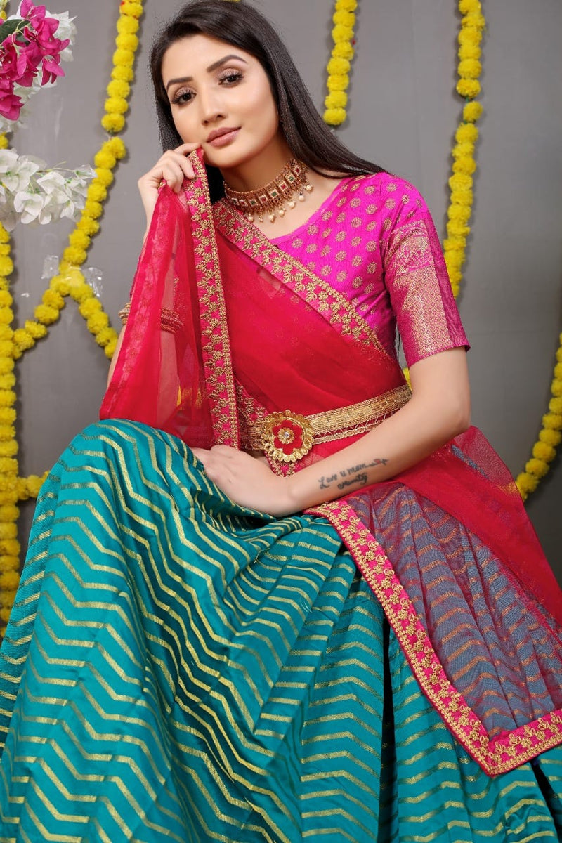 Beautiful Designer Pure Silk Zari Weaving Lahenga