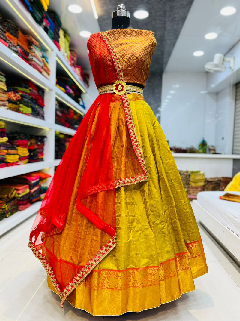 Beautiful Designer Pure Silk Zari Weaving Lahenga