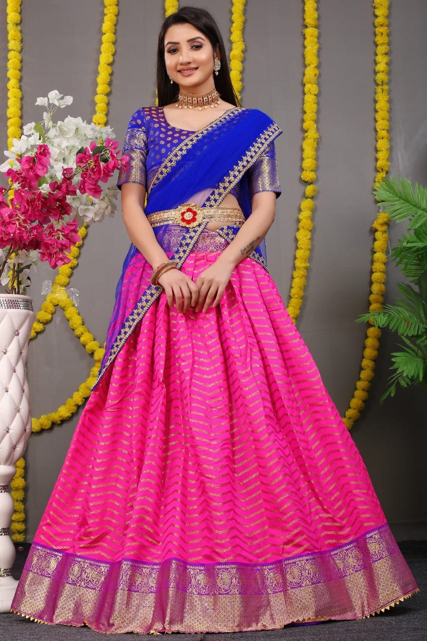 Beautiful Designer Pure Silk Zari Weaving Lahenga