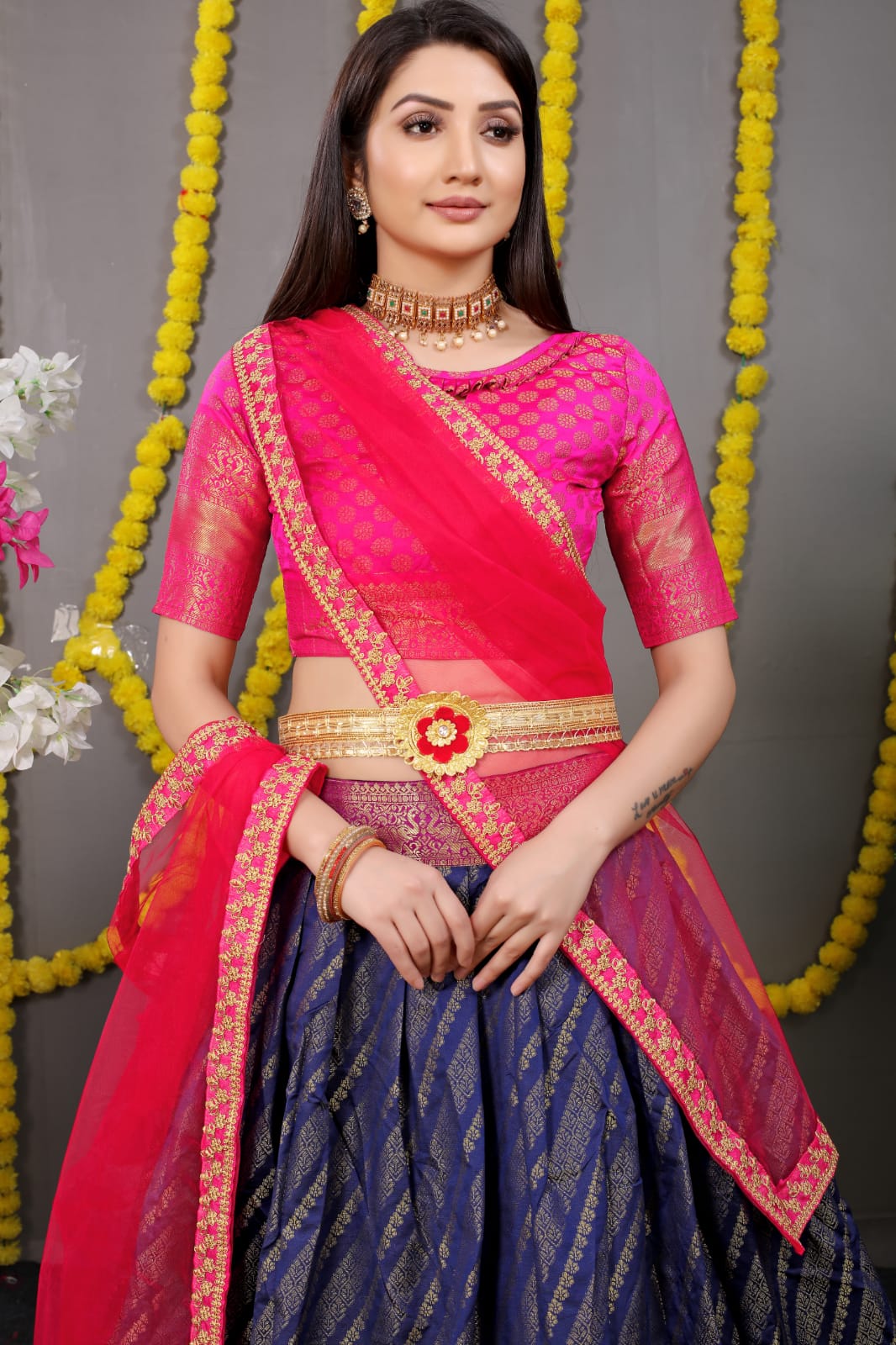 Beautiful Designer Pure Silk Zari Weaving Lahenga