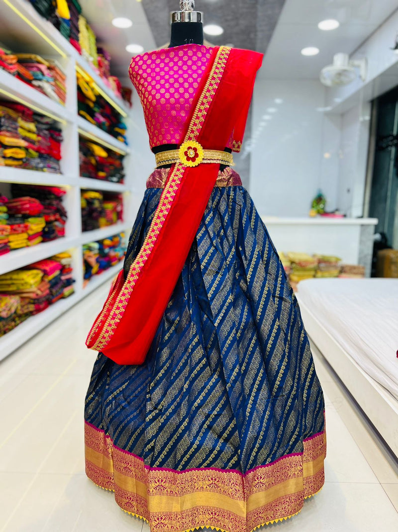 Beautiful Designer Pure Silk Zari Weaving Lahenga