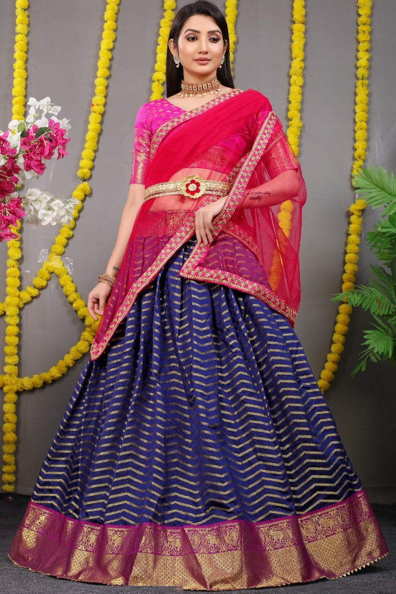 Beautiful Designer Pure Silk Zari Weaving Lahenga