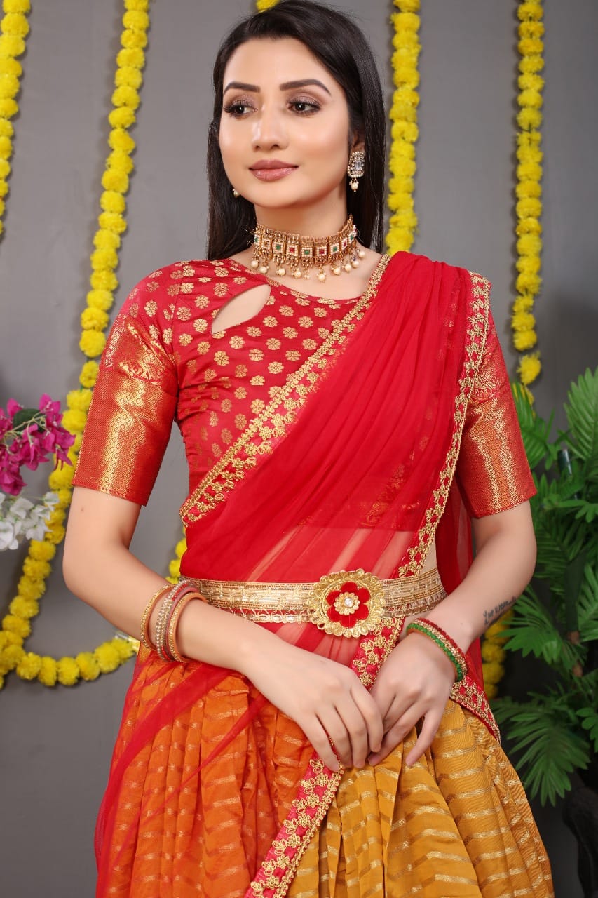 Beautiful Designer Pure Silk Zari Weaving Lahenga