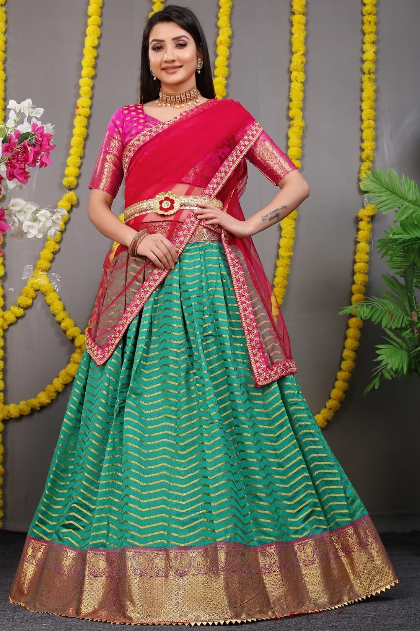Beautiful Designer Pure Silk Zari Weaving Lahenga