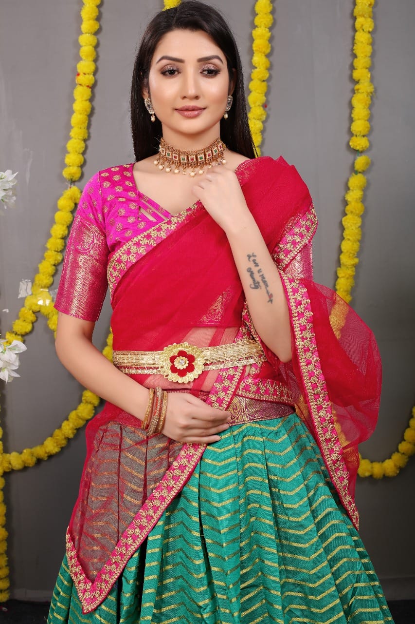 Beautiful Designer Pure Silk Zari Weaving Lahenga