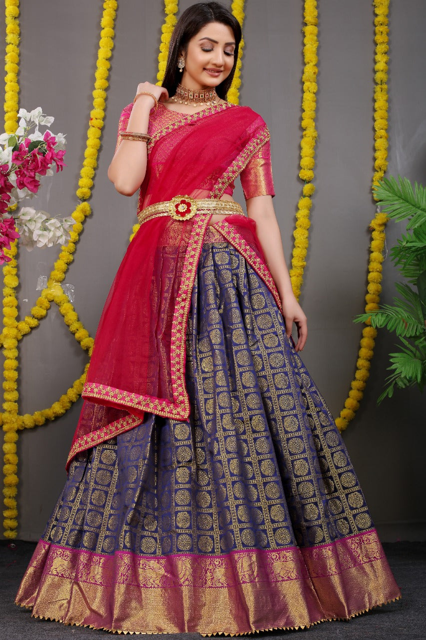 Beautiful Designer Pure Silk Zari Weaving Lahenga