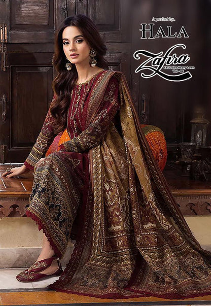 Hala Zafira Vol 4 Heavy Lawn Cotton Dress Material (390x04)