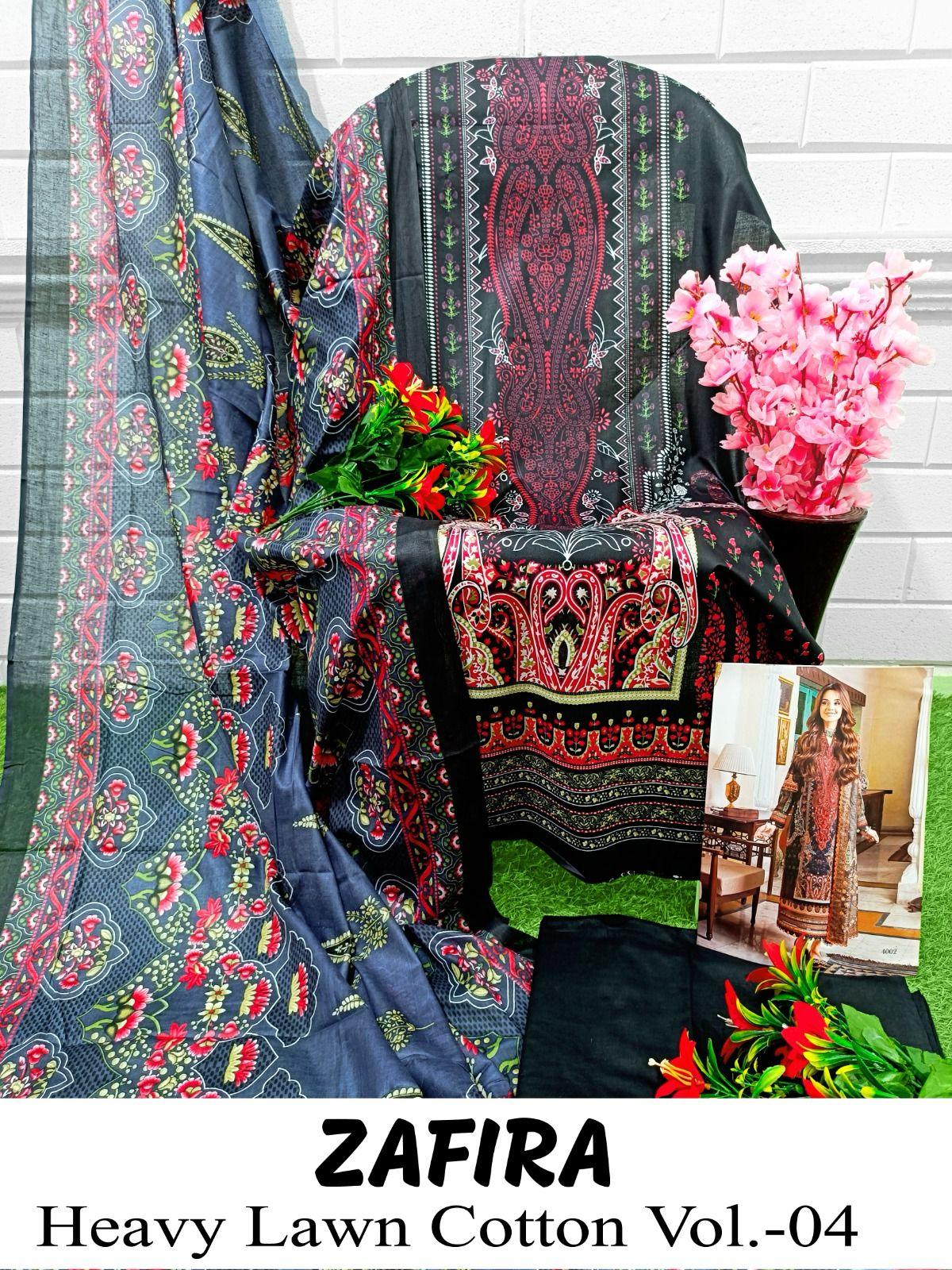 Hala Zafira Vol 4 Heavy Lawn Cotton Dress Material (390x04)