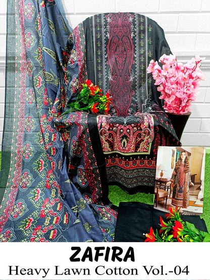 Hala Zafira Vol 4 Heavy Lawn Cotton Dress Material (390x04)