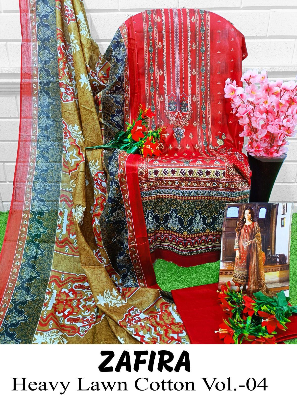Hala Zafira Vol 4 Heavy Lawn Cotton Dress Material (390x04)