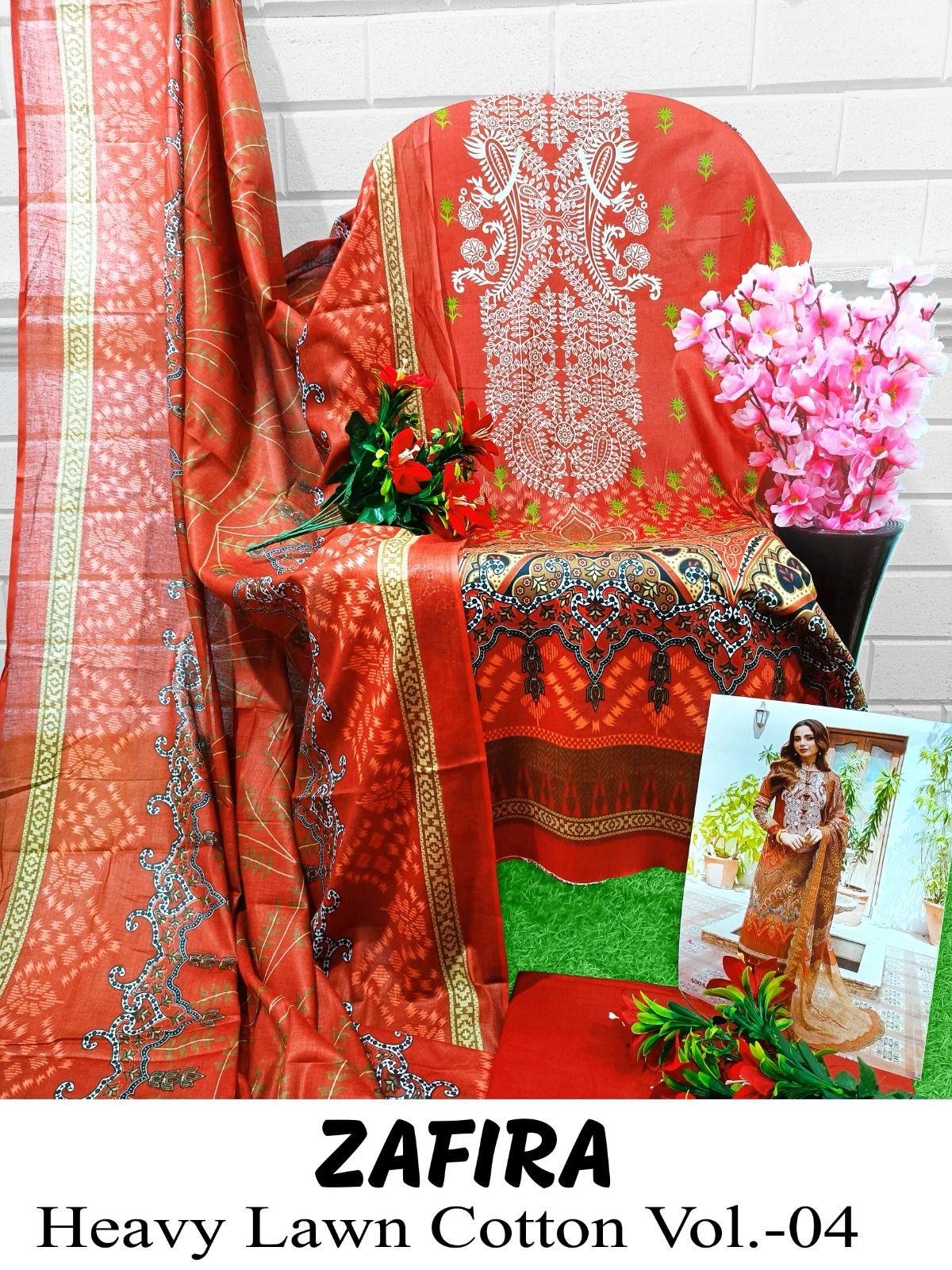 Hala Zafira Vol 4 Heavy Lawn Cotton Dress Material (390x04)