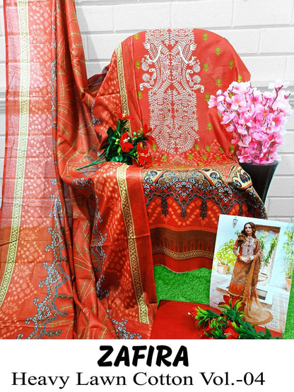 Hala Zafira Vol 4 Heavy Lawn Cotton Dress Material (390x04)