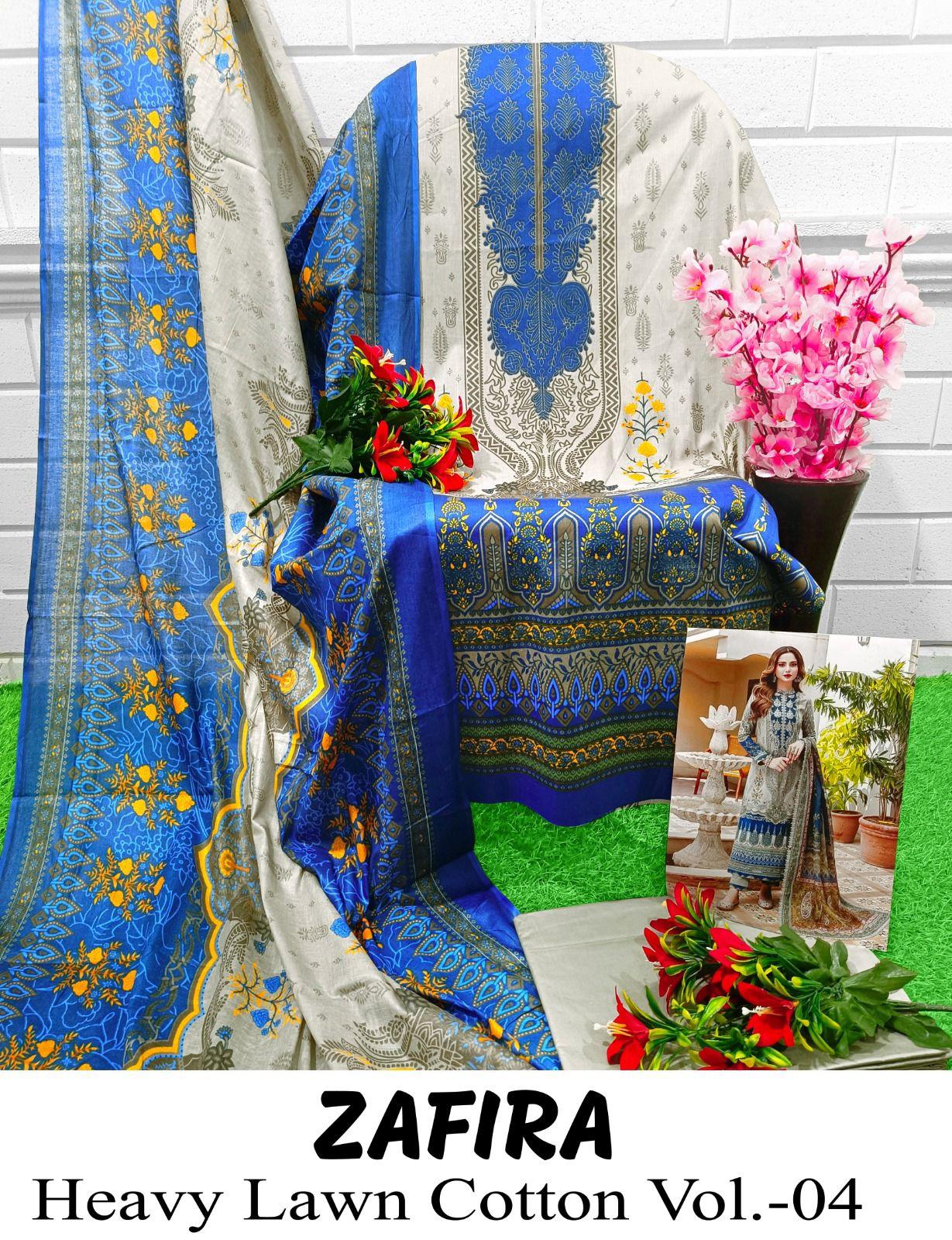Hala Zafira Vol 4 Heavy Lawn Cotton Dress Material (390x04)