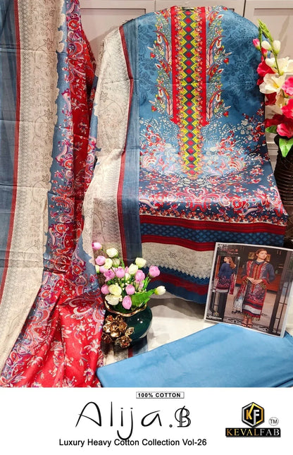 Keval Fab Alija B Vol 26 Lawn Cotton Printed Dress Material (390x06)