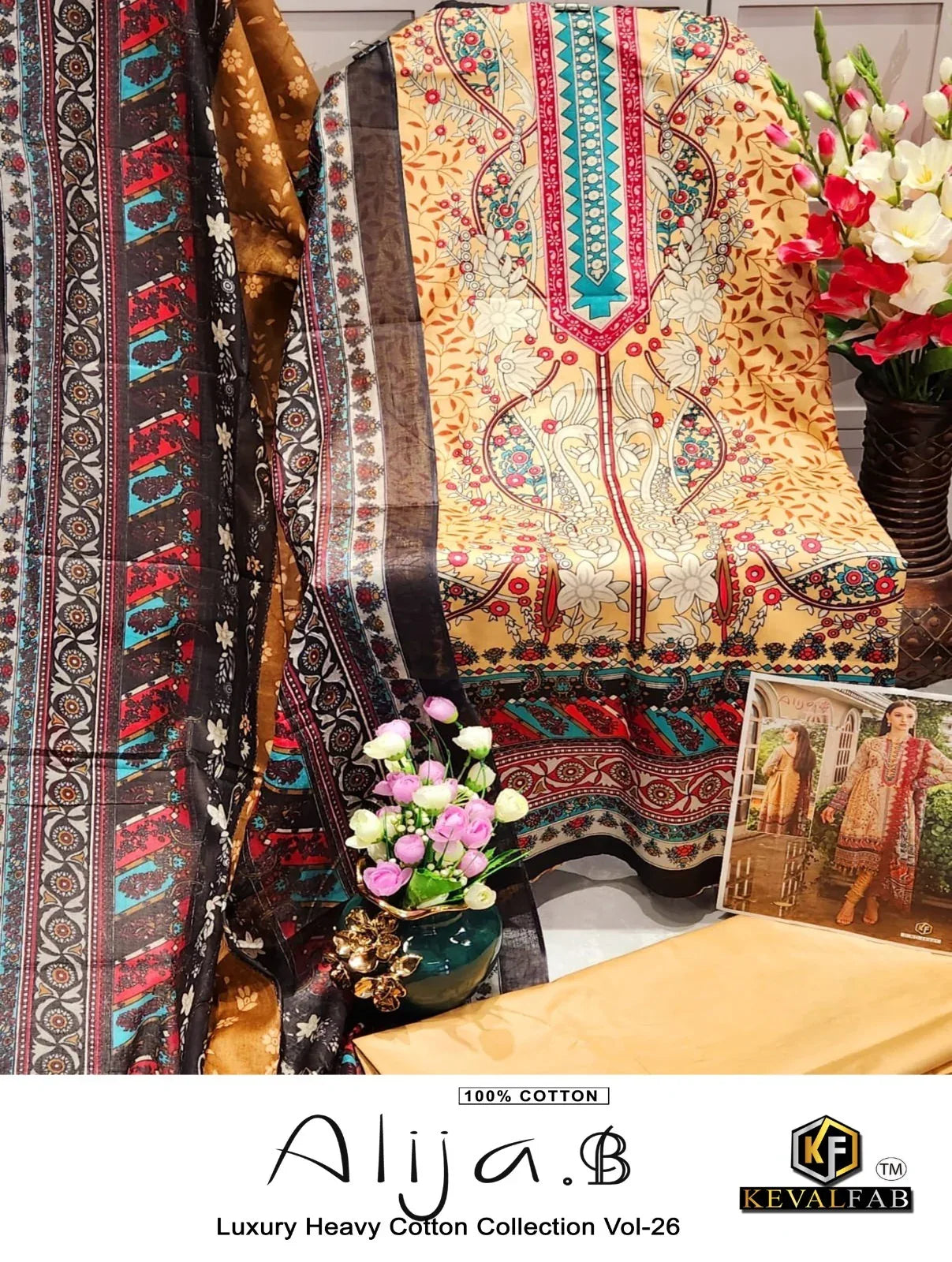 Keval Fab Alija B Vol 26 Lawn Cotton Printed Dress Material (390x06)