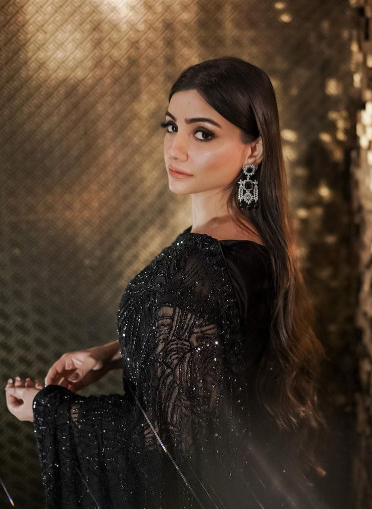 Beautiful Boutique Designer Pure Georgette Sequence Saree Design 3353