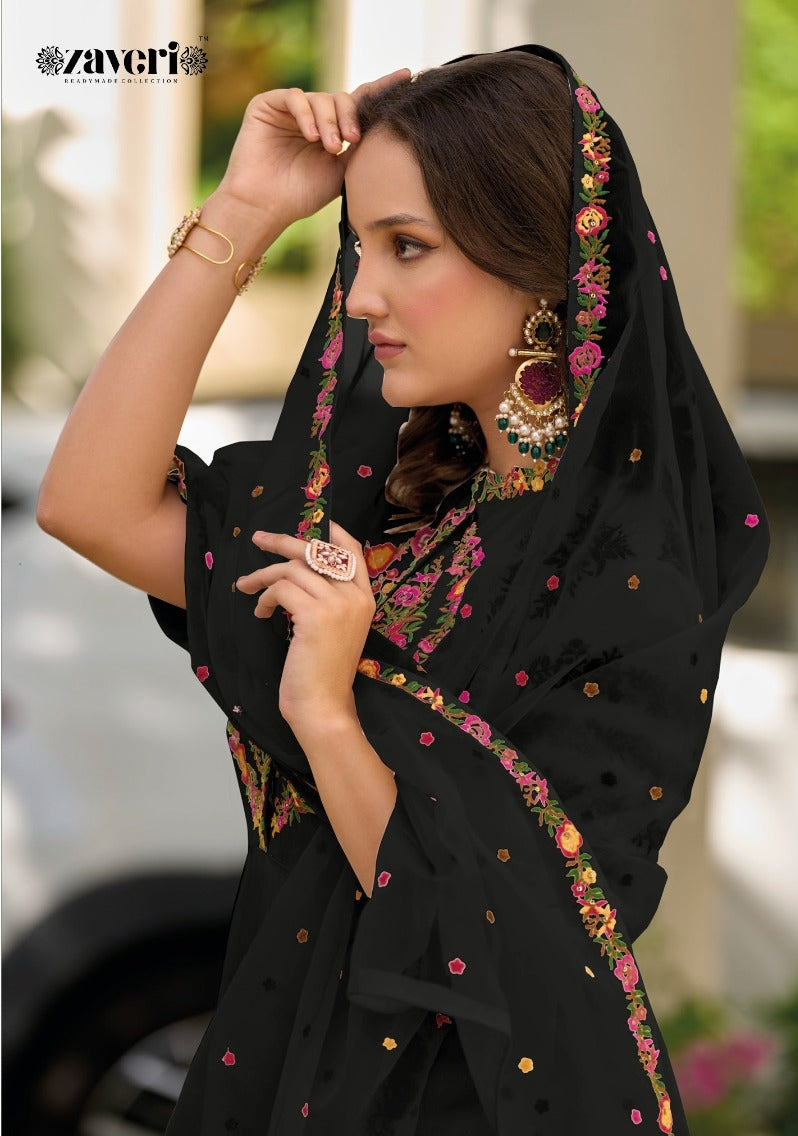 Zaveri Gazal Roman Silk Designer Ready Made Collection