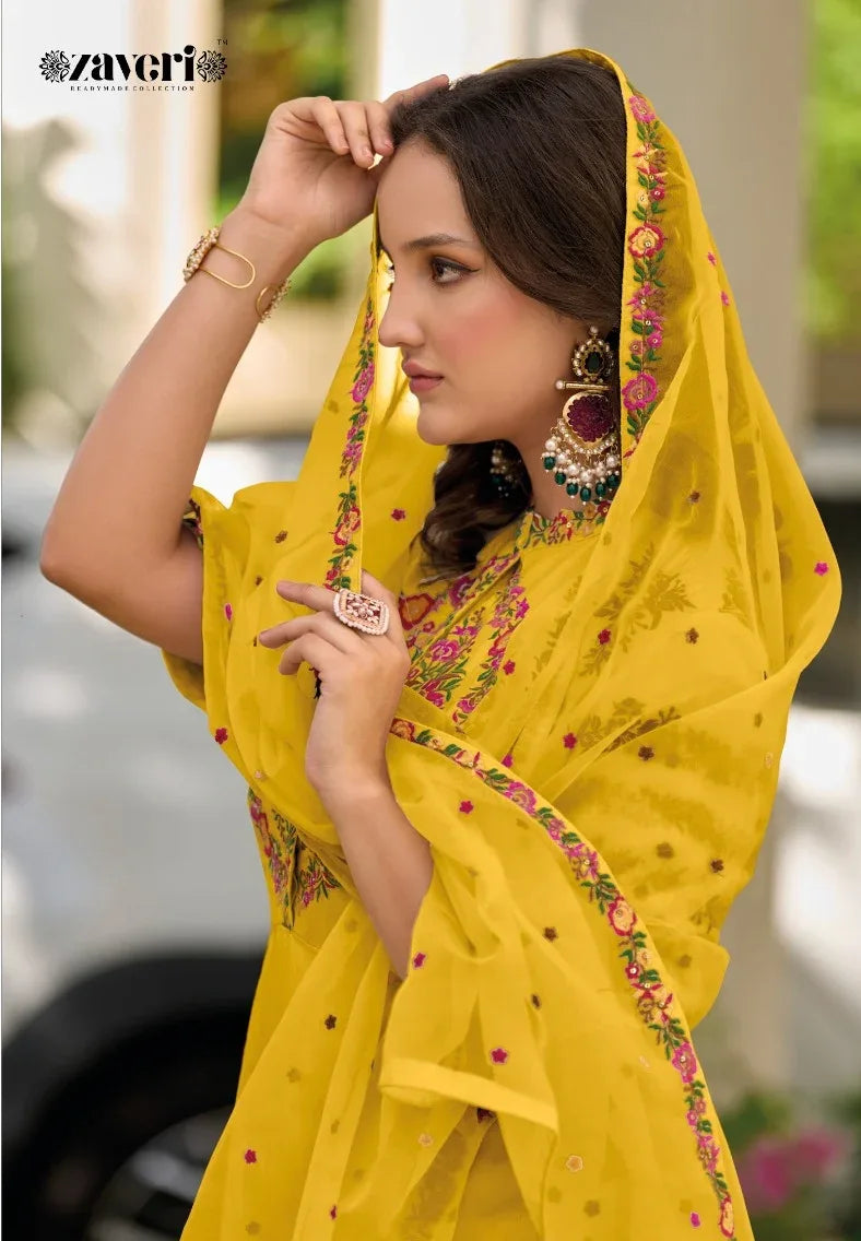 Zaveri Gazal Roman Silk Designer Ready Made Collection