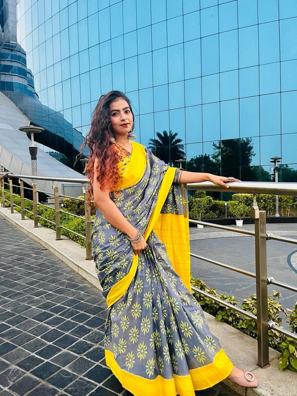 Beautiful Designer Pure Soft Cotton Sarees