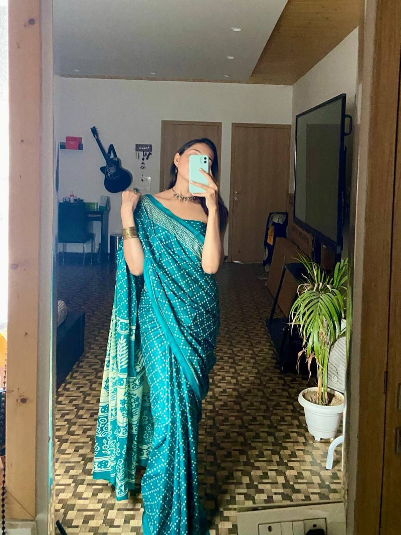 Beautiful Designer Pure Soft Mulmul Cotton Saree