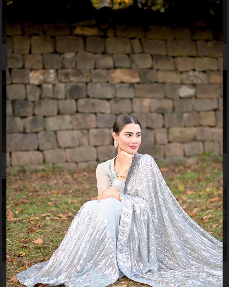 Beautiful Designer Padding Color In Heavy Georgette Sequanc Saree Design 5225