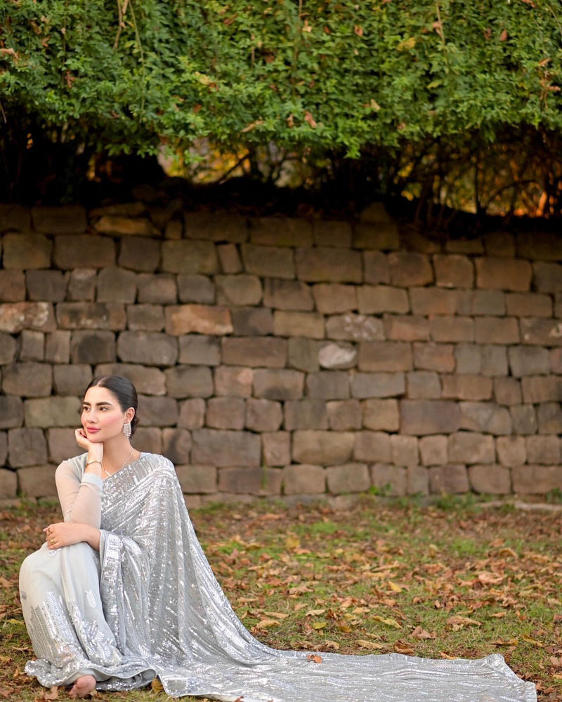 Beautiful Designer Padding Color In Heavy Georgette Sequanc Saree Design 5225