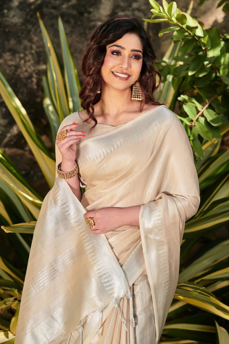 Beautiful Designer Pure Tissue Linen Saree