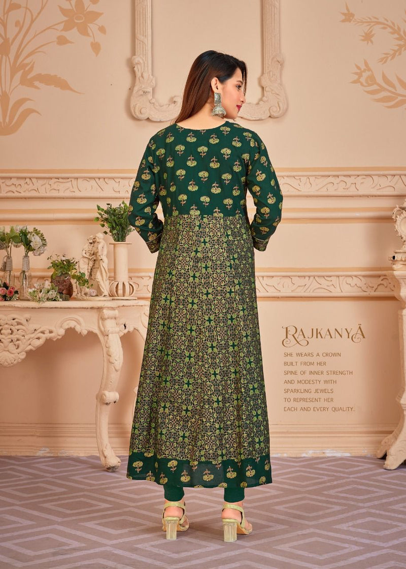 Pankh V 6 Top Heavy 14 Kg Rayon With Multi Colour Foil Print With Duppta Readymade Reyon Gown (550x05)