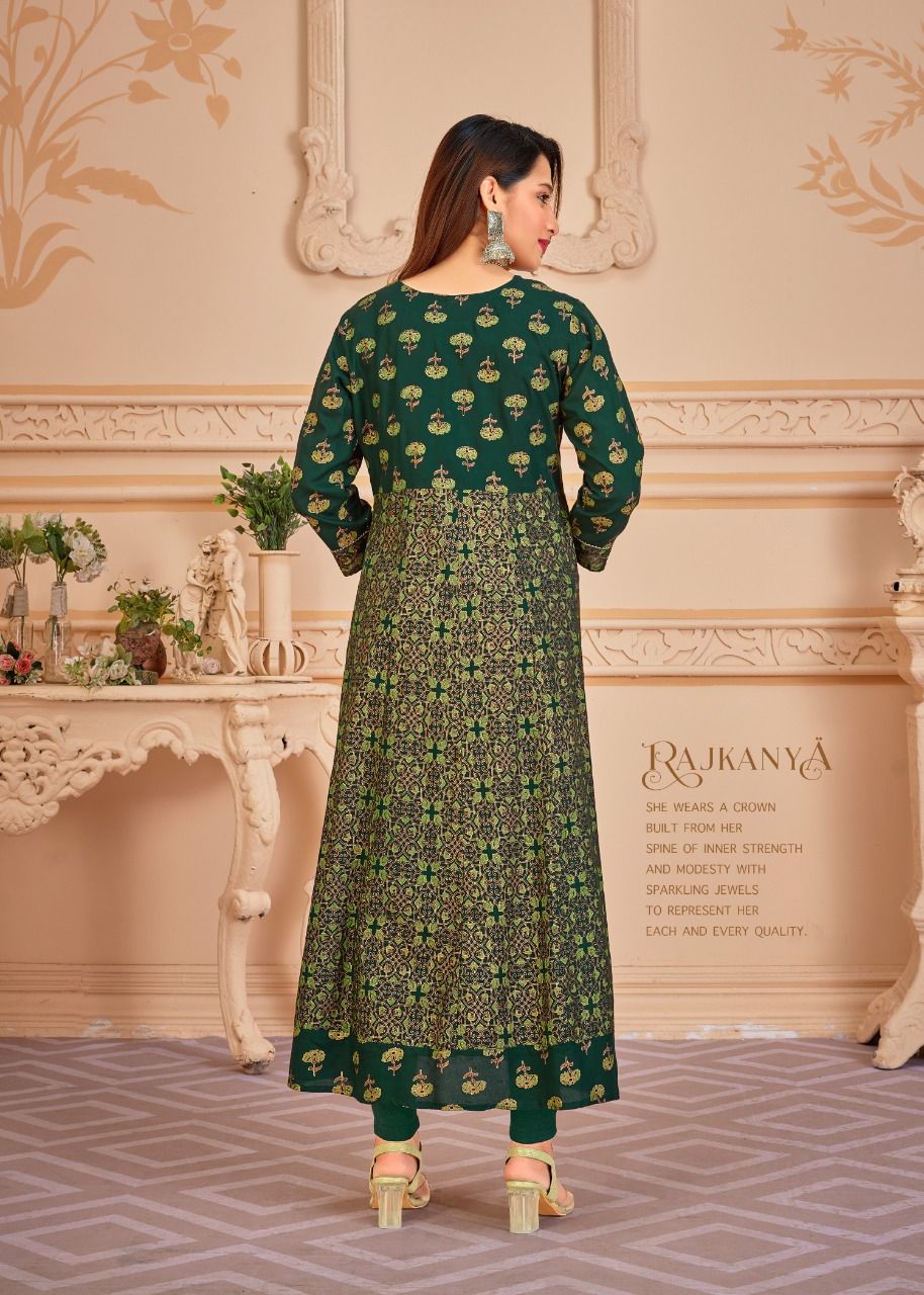 Pankh V 6 Top Heavy 14 Kg Rayon With Multi Colour Foil Print With Duppta Readymade Reyon Gown (550x05)