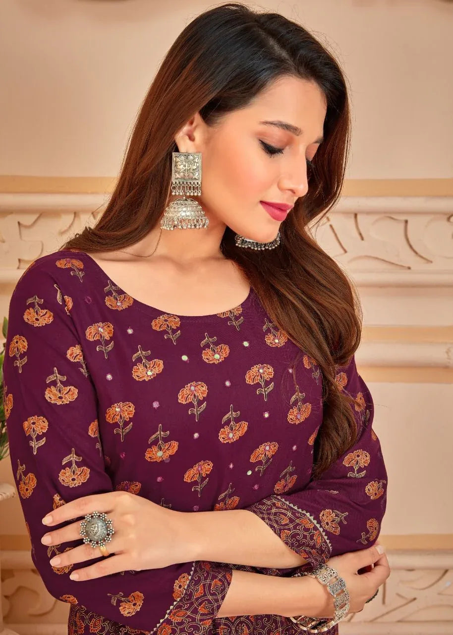 Pankh V 6 Top Heavy 14 Kg Rayon With Multi Colour Foil Print With Duppta Readymade Reyon Gown (550x05)