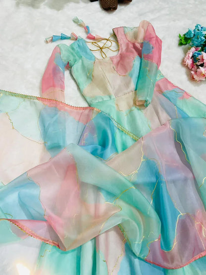 New Party Wear Designer Look Mastani Organza Silk Gown