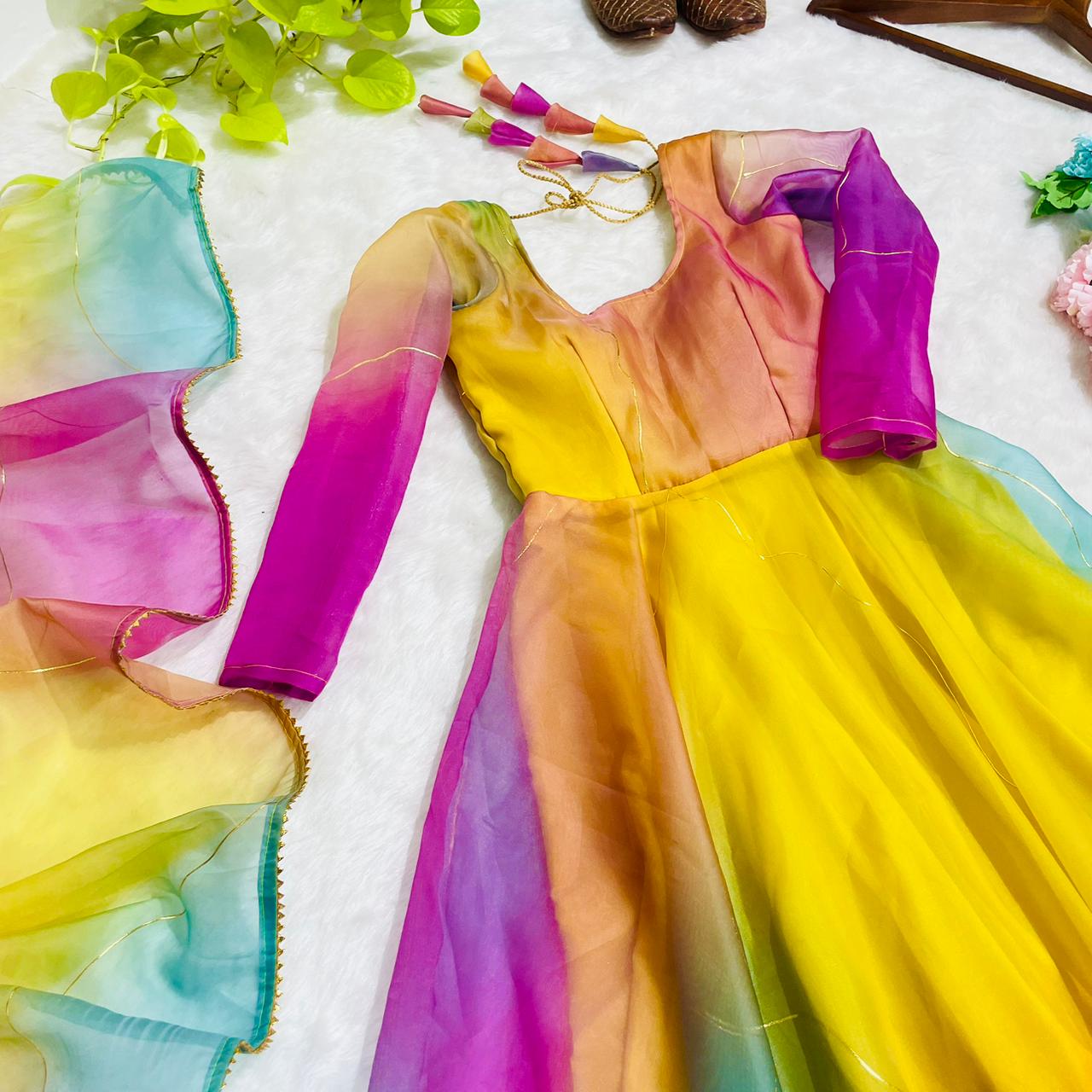 New Party Wear Designer Look Mastani Organza Silk Gown