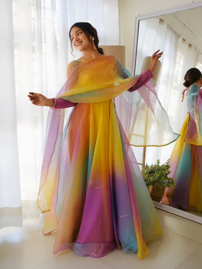 New Party Wear Designer Look Mastani Organza Silk Gown