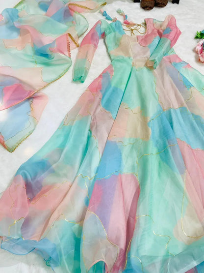 New Party Wear Designer Look Mastani Organza Silk Gown