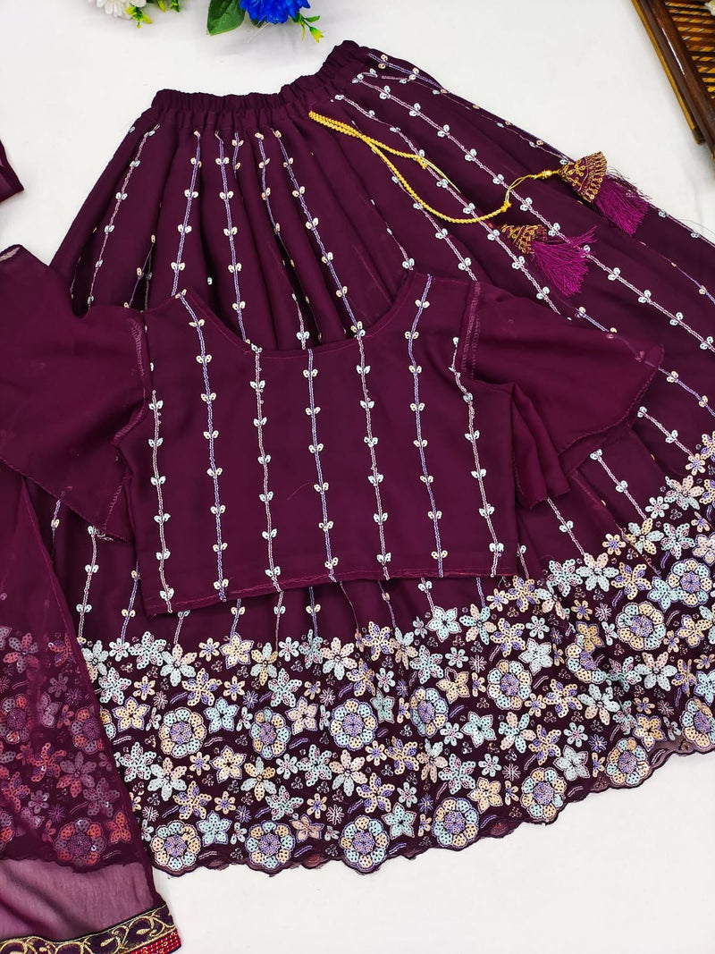 Beautiful Designer Kid's Faux Georgette With Sequance Lehenga