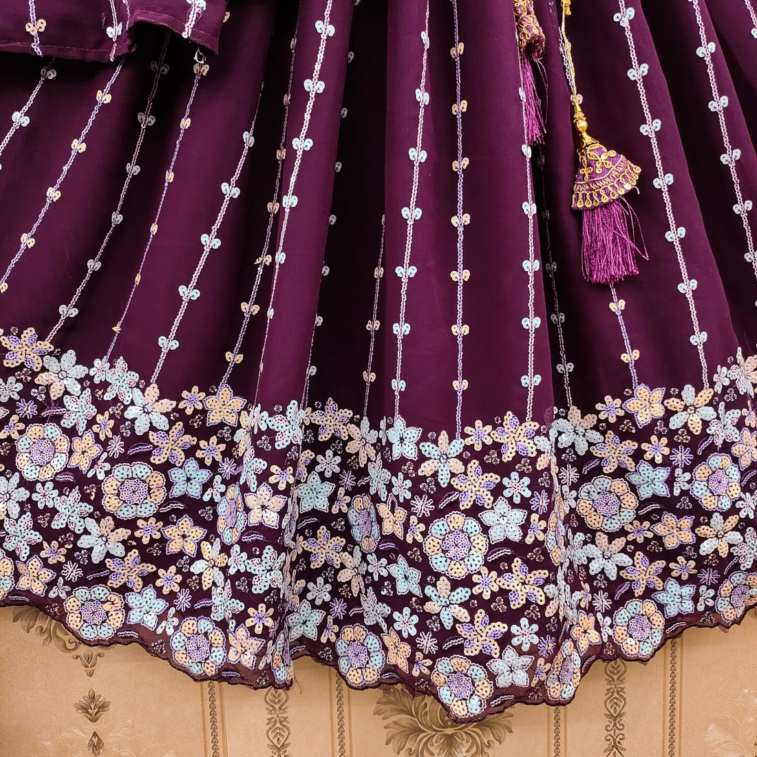 Beautiful Designer Kid's Faux Georgette With Sequance Lehenga