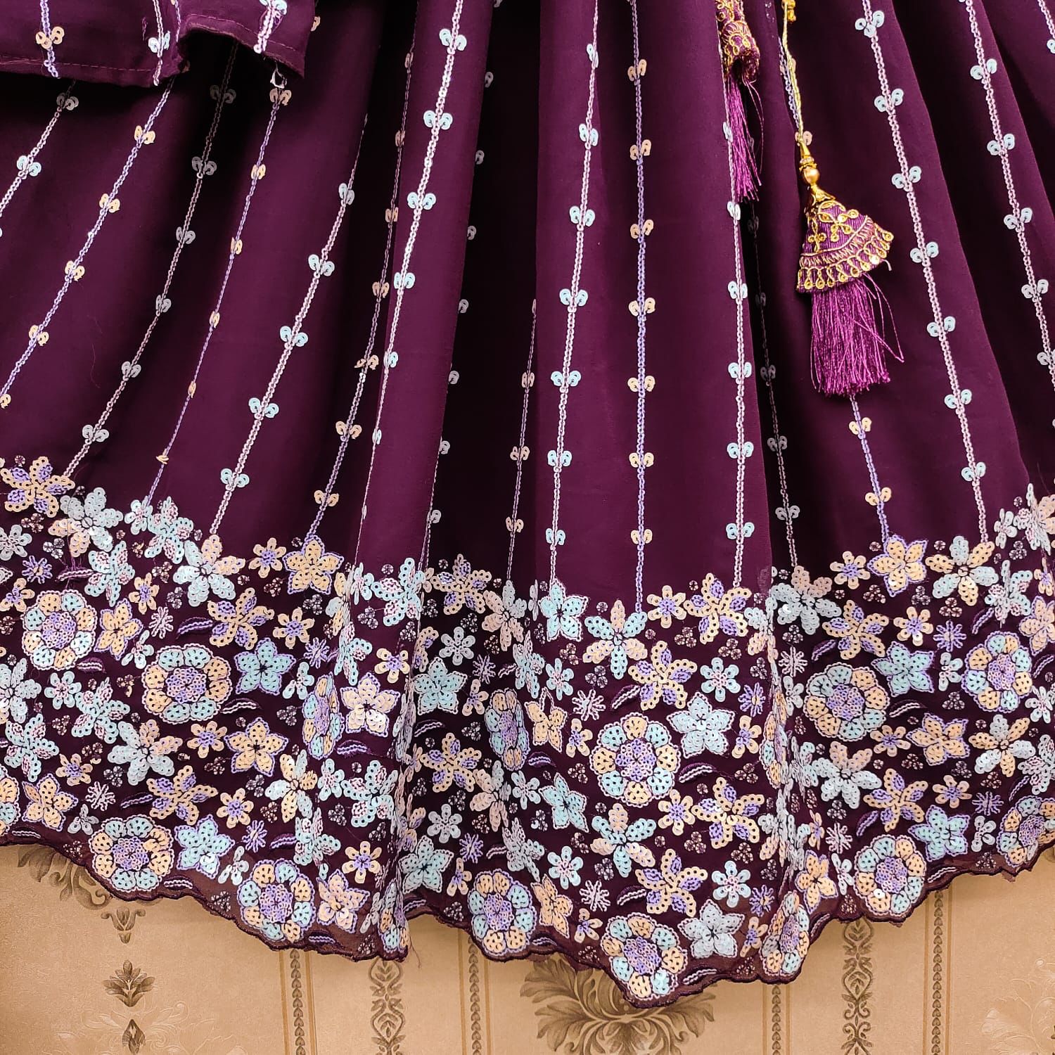 Beautiful Designer Kid's Faux Georgette With Sequance Lehenga