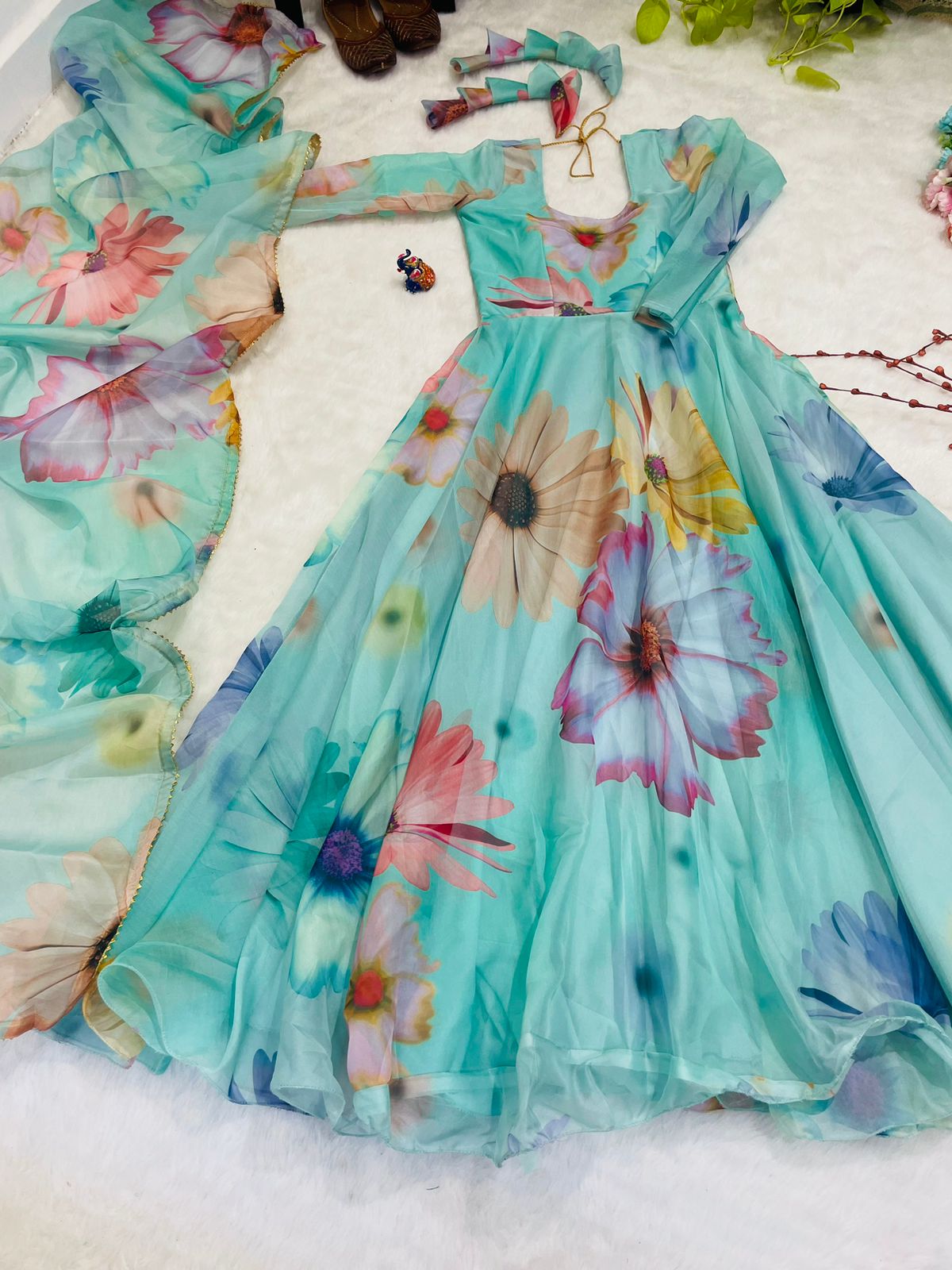 New Party Wear Designer Look Mastani Organza Silk Gown