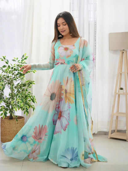 New Party Wear Designer Look Mastani Organza Silk Gown