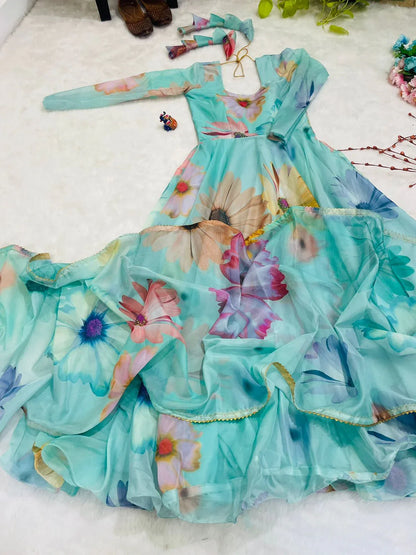 New Party Wear Designer Look Mastani Organza Silk Gown