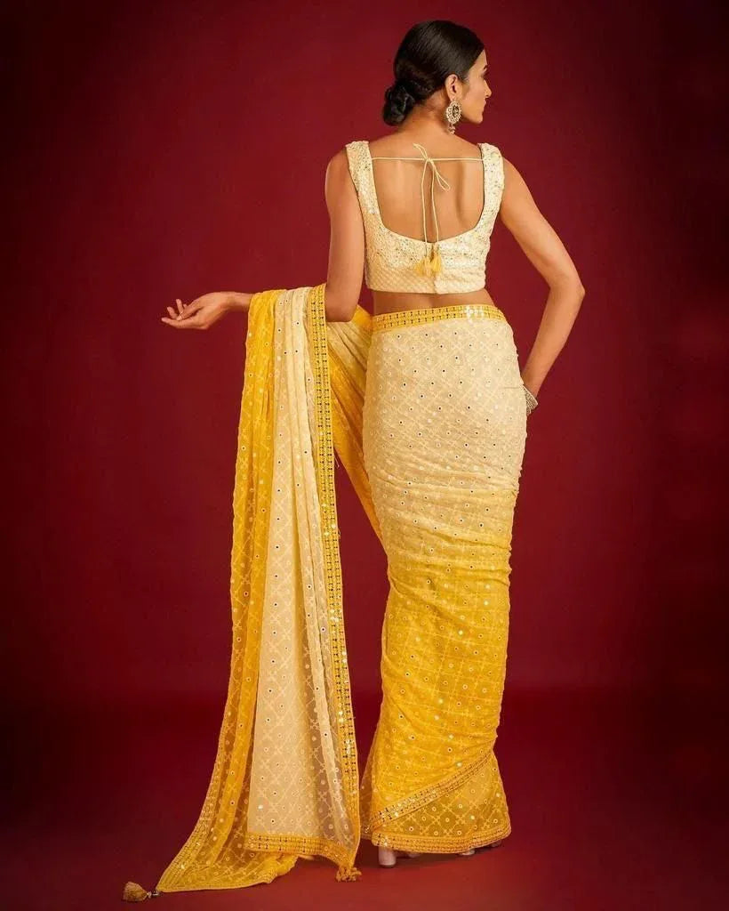 Beautiful Designer Padding Color In Heavy Georgette Sequanc Saree Design 354
