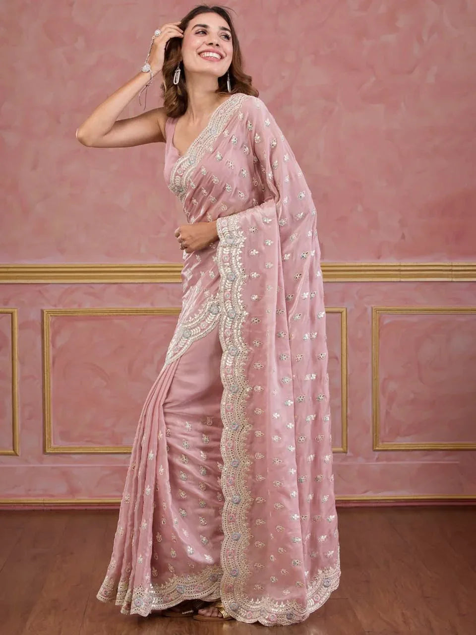 Beautiful Designer Banglory silk Sequanc Saree Design 431