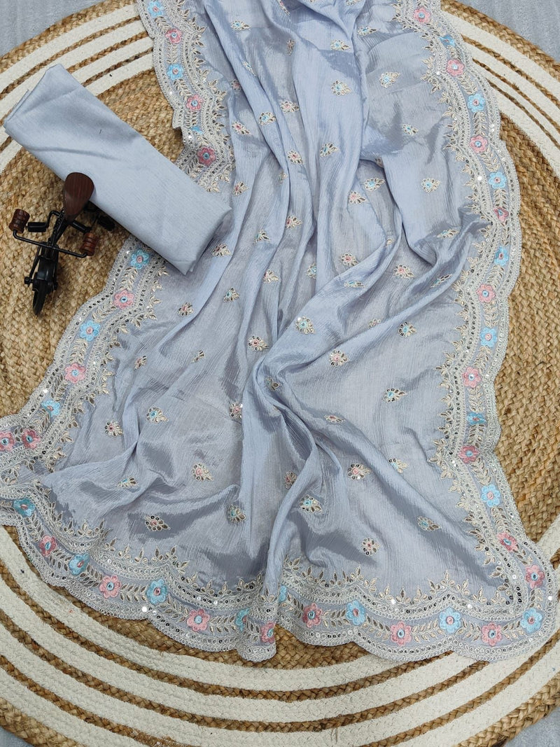 Beautiful Designer Banglory silk Sequanc Saree Design 431