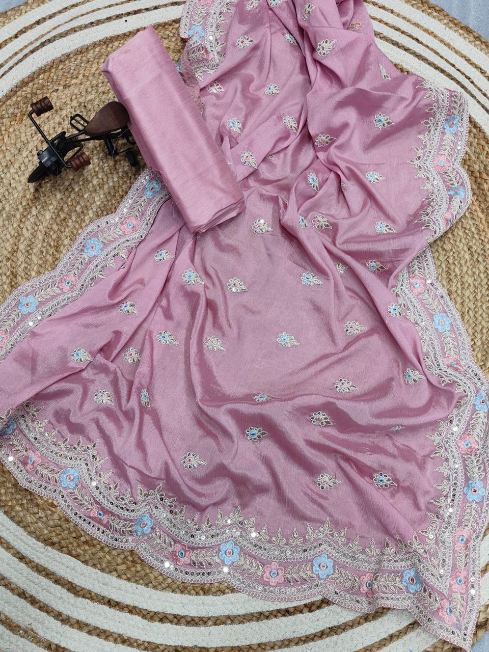 Beautiful Designer Banglory silk Sequanc Saree Design 431