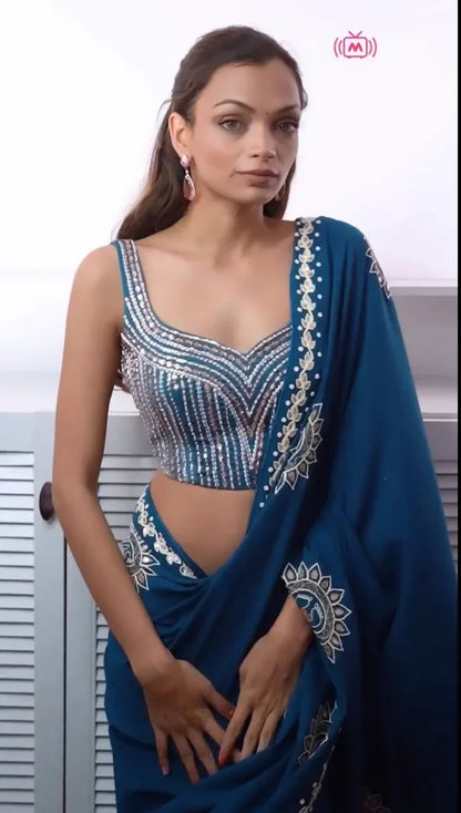 Beautiful Designer Premium Rangoli Silk with Heavy Embroidery Work Saree