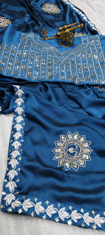 Beautiful Designer Premium Rangoli Silk with Heavy Embroidery Work Saree