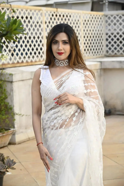 Beautiful Designer Padding Color In Heavy Georgette Sequanc Saree Design 5250