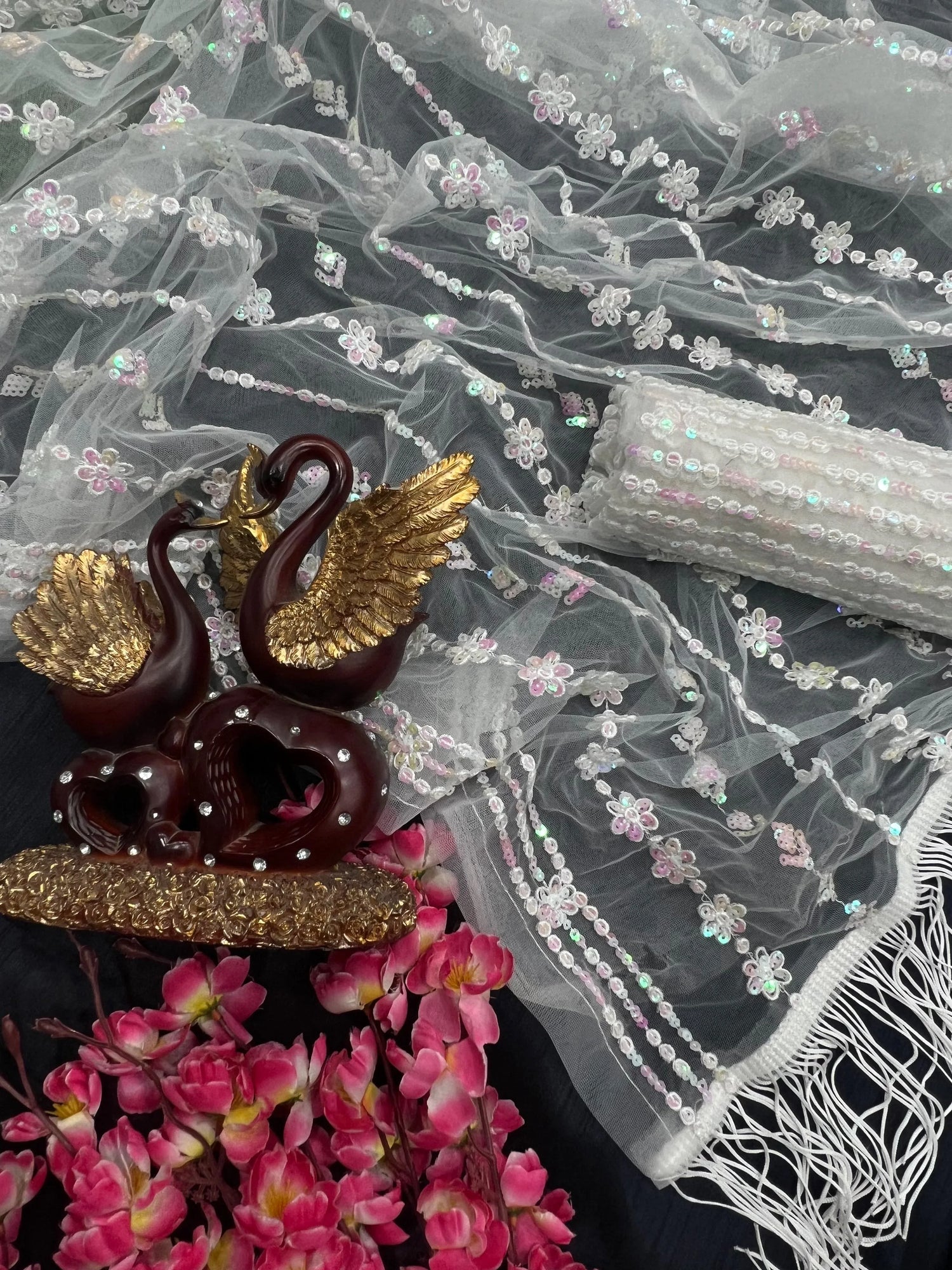 Beautiful Designer Padding Color In Heavy Georgette Sequanc Saree Design 5250